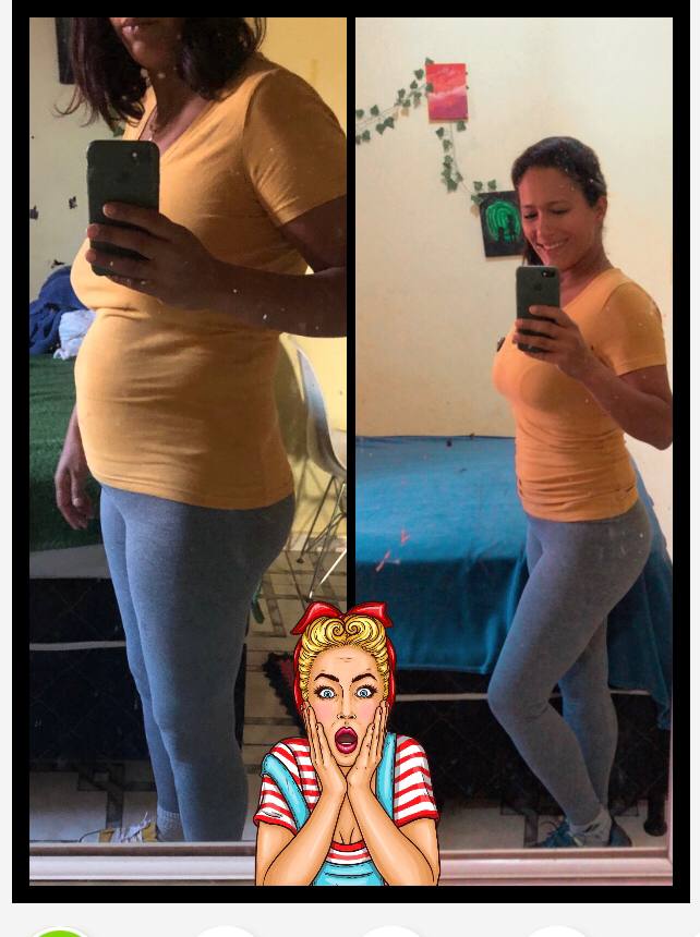 Diurie Fit Black antes e depois — espelho com blusa amarela