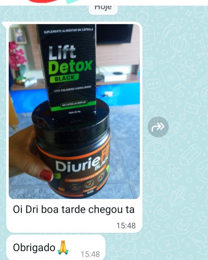 Depoimento WhatsApp — produto chegou junto com Lift Detox
