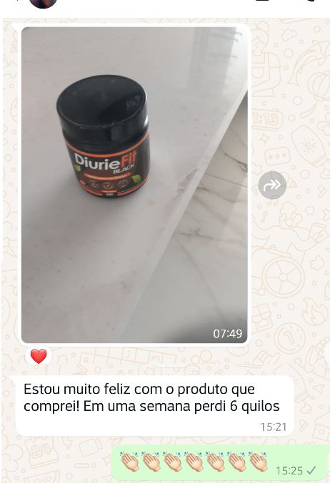Print de conversa no WhatsApp de cliente feliz que perdeu 6 quilos em uma semana com Diurie Fit Black